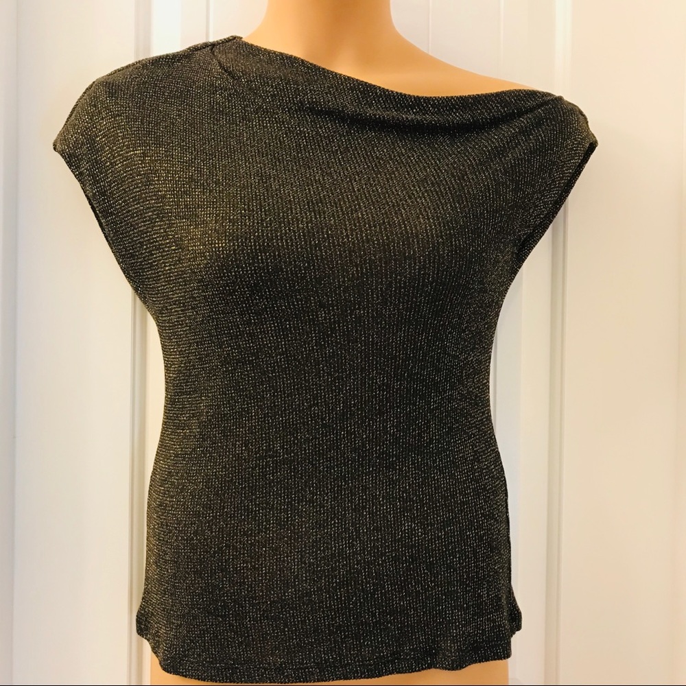 MICHAEL STARS | Black Gold Lurex Knit Top